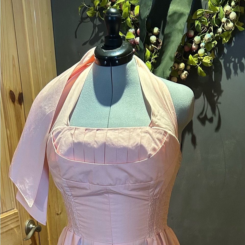 Unique Vintage 50s Peach halter bust shelf dress sz XL - Picture 3 of 8